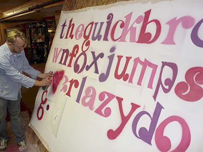 Design Camp workshop font aerosol glyphs lettering stencil