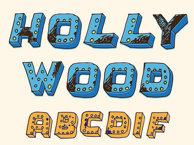 Hollywood Marquee Font 3d hand drawn