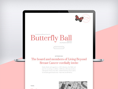 Butterfly Ball Event Page 2d butterfly clean design grey minimal pink web web design