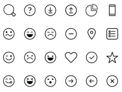 Icon Set Concept for On Blast black and white faces icon lines onblast simple smiley face