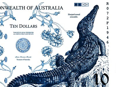 Australian Currency ($10) animals banknotes blue concept currency flowers