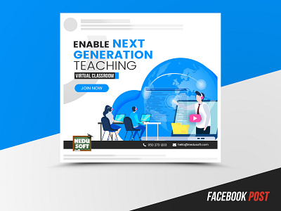 Social Media Post for Nedusoft business design facebook ad illustration online education virtual class