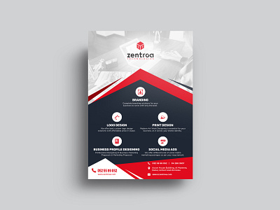 Business Flyer branding business design information technology logo red services typography