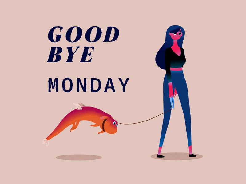 Good Bye Monday Syndrome 2d animation artwork character design gif illustration loop motion peace syndrome vector walk walkcycle