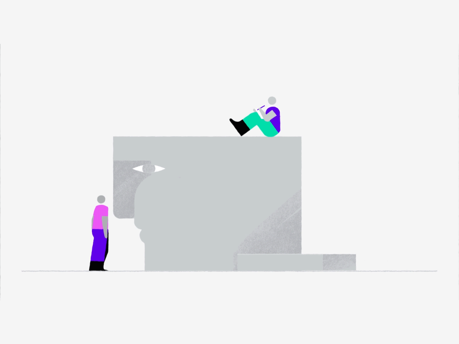 R I S E 2d animation artwork character design gif illustration loop motion rise rising stairs step vector walk walkcycle
