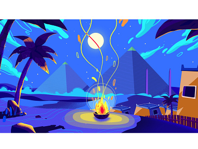 Bonfire bonfire design fire illustraion landscape night