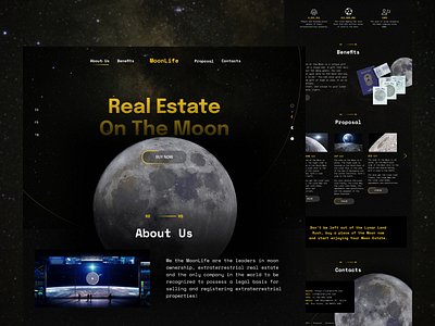 Landing Page Real Estate On The Moon Concept color concept cosmos design dribbble lunar moon portfolio realestate space testing web webdesign