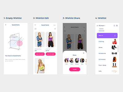 Wishlist for E-commerce App app branding design graphic design illustration illustrator typography ui ux vector