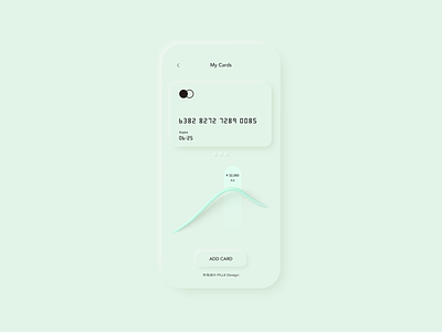 Neumorphism UI 3d account bank card chart clean minimalist mobile neumorphism phone ui