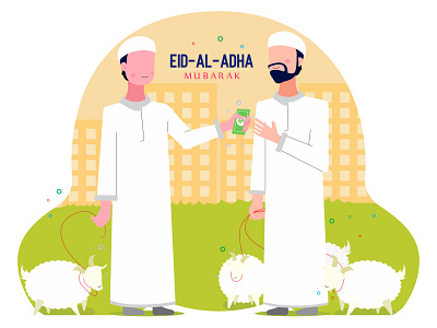 2 People sell and buy goat for celebrate Eid adha