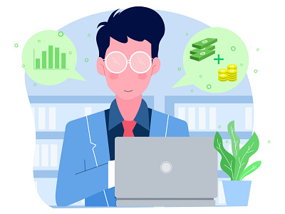 Man working in financial job adult analyst business businessman character chart concept consultation design economic finance flat flat design flat illustration business graphic growth hand illustration male man
