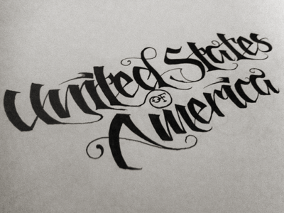 USA (Script Practice) usa script lettering ink paper