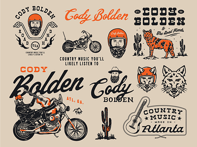 CODY BOLDEN BRAND KIT atlanta brand kit branding country music design graphic design illustration lettering logo motorcycle