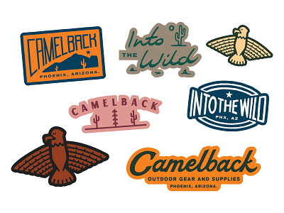 CAMELBACK STICKERS 4x4 apparel brand brand identity brand kit branding classic clothing brand design fashion graphic design illustration into the wild lockups logo off road outdoor outdoor gear outdoors stickers