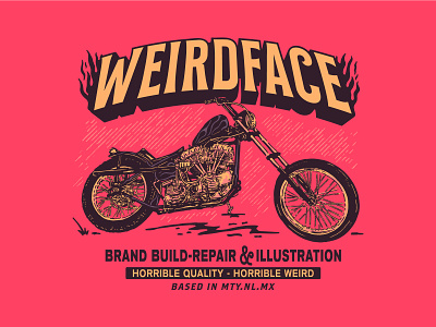 WEIRDFACE PAN apparel chopper shit choppers clothing design eazy co freedom harley davidson illustration lettering motorcycle motorcycles panhead ride t shirt vintage