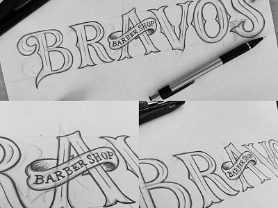 Bravos, Sign Painting. barber shop lettering letters sign painting type type is power wip