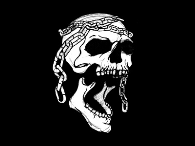 Cráneo calavera chains craneo doodle illustration practice sketch skull