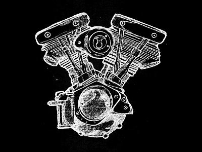 Harley Davidson, Shovelhead Engine. engine handmade harley davidson illustration kustom kulture motorcycle shovelhead