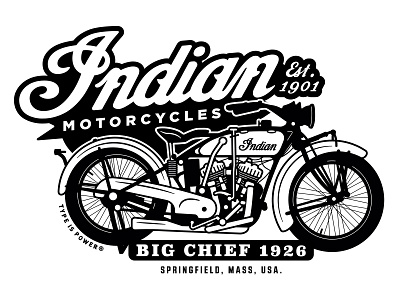 Indian Big Chief 1926 american classics artwork big chief illustration inc indian indian classic indian motorcycles motorcycle culture type type is power
