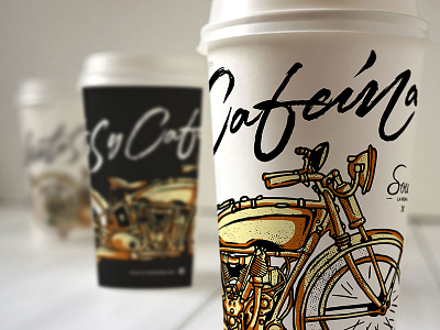 Soul La Roma calligraphy coffee coffee cups design excelcior illustration lettering mexico motorcycle script type vintage