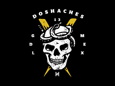 HH, Skull badge clothing design handmade illustration leathergoods mexico skull snake t shirt