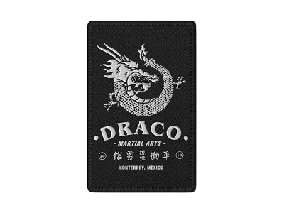 Draco Martial Arts / Patch Mockup badge brand assets brand elements design draco dragon lockups martial arts mockup patch