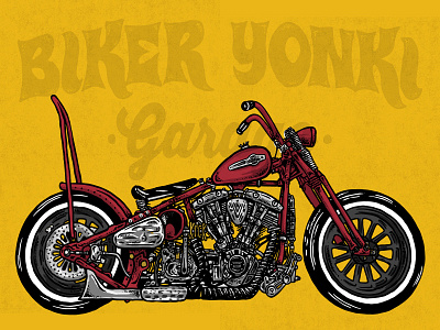 Biker Yonki design harley davidson illustration motorcycle motos ride shovelhead sticker tip type is power