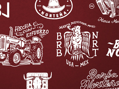 Barba Norteña Re-Build Part. 01 apparel brand badges brand mark branding branding elements clothing brand design icons lockups mexico stationery design visuals