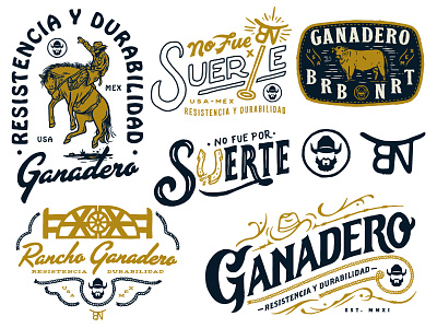 Ganadero x Barba Norteña angus apparel design apparel graphics badge california clothing brand graphics illustration lettering mexico ranch tshirt