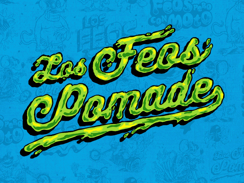 LOS FEOS POMADE LOCKUPS badge badgedesign badges barbershop brand assets branding graphicdesign illustration lettering lockups motorcycle packaging pomade rat fink t shirt vector