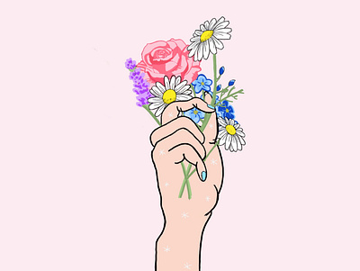Happy Hands bloom blue childrens book digital flowers good vibes happiness healing illustration pink