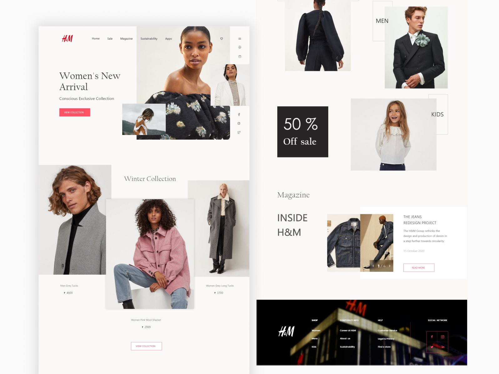 H & M Website Redesign by Srijin Rajeev on Dribbble