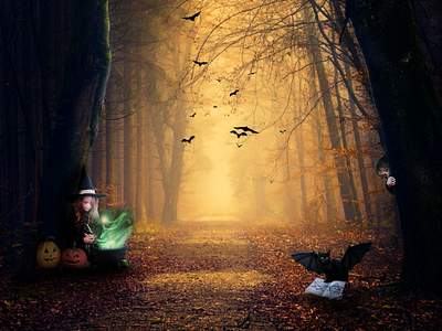 Halloween shot in matte painting technique