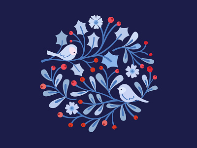 Blue Birds christmas christmasdecorations chritsmasdecor colorfull graphic design illustration illustrator vector