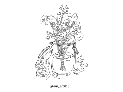 Dead flower in a flower vase abstract branding dead design drawing pen flower graphic illustration line lineart logo vector