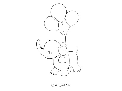 Elephant One Line Art illustration