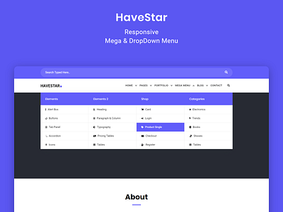 HaveStar - Responsive Mega & DropDown Menu css dropdown dropdown menu hamburger menu mega menu navbar menu navigation responsive menu ui web design
