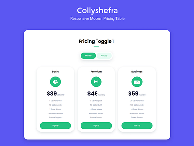 Collyshefra - Responsive Modern Pricing Table animate bootstrap css form freelancer html js modern portfolio pricing pricing table responsive resume ui ux web design website design