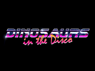 Dinosaurs in the Disco 80s disco logo retro typo typography vintage
