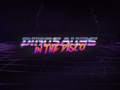 Dinosaurs in the Disco 80s disco logo retro typo typography vintage