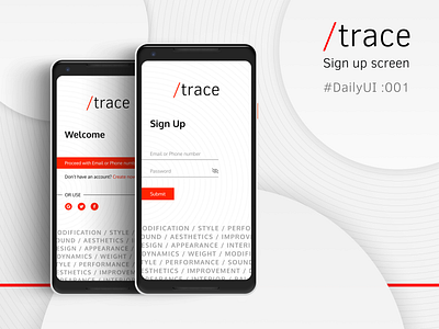 DailyUI 001 - /trace sign up dailyui design mobile sign up ui ui design ux ux design uxui