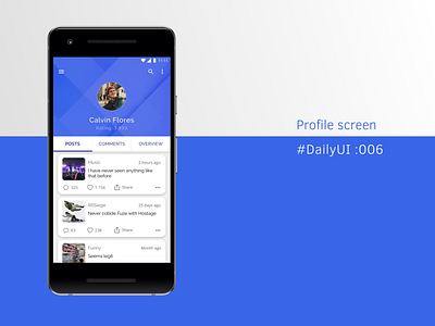 DailyUI 006 - profile. dailyui design mobile ui ui design ux ux design uxui