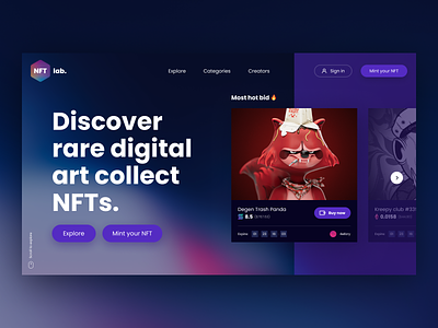 NFT lab. | NFT Marketplace and Gallery design graphic design inspiration minimal product design ui ux webdesign website
