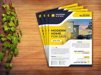 Modern Real Estate Flyer Home For Sale 3 branding creative design flyers home modern realestate sell typography