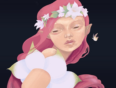the flower girl character design illustration