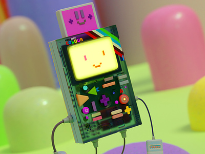 meg/boy colour 3d adventure blender characters cute illustration robot toy vector