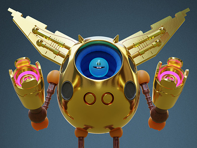 golden bot 99% rare 3d character crypto gold nft robots