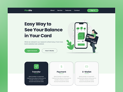 Smart Banking Service Landing Page - Hero Section bank bank account bank card bank payment bank service banking hero banking hero section banking service banking service landing page branding hero hero section landing page smart banking smart card ui ui design ui landing page