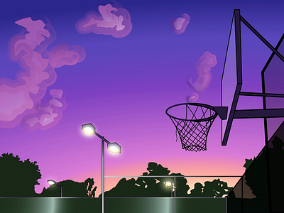 Basketball at dusk art artwork behance creative design digital dribbble graphicdesign inspiration vector