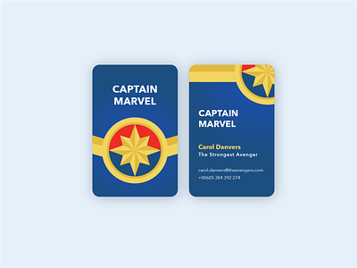 Captain Marvel card blue businesscard captainmarvel emblem graphicdesign graphicdesigner illustration marvel red weeklywarmup yellow